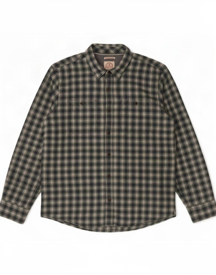 Fat Face Chemise en flanelle pour homme Coupe régulière XL Vert à carreaux en coton