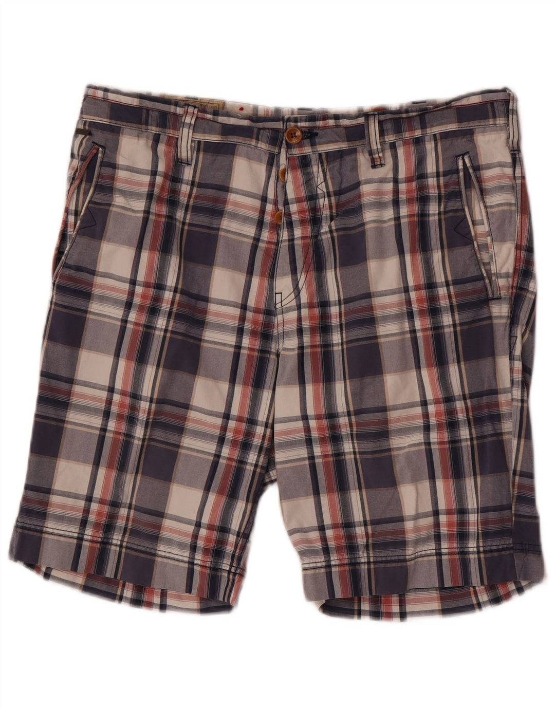 Guess Short Chino Homme W34 Grand Bleu Marine à Carreaux Coton