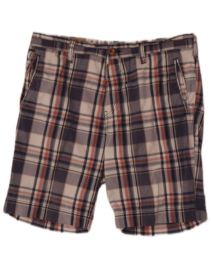 Guess Short Chino Homme W34 Grand Bleu Marine à Carreaux Coton