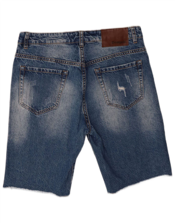 Desigual Short en jean vieilli W30 homme bleu moyen patchwork coton