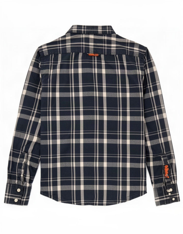 Superdry Chemise Homme Bleu Marine Moyen Carreaux Coton