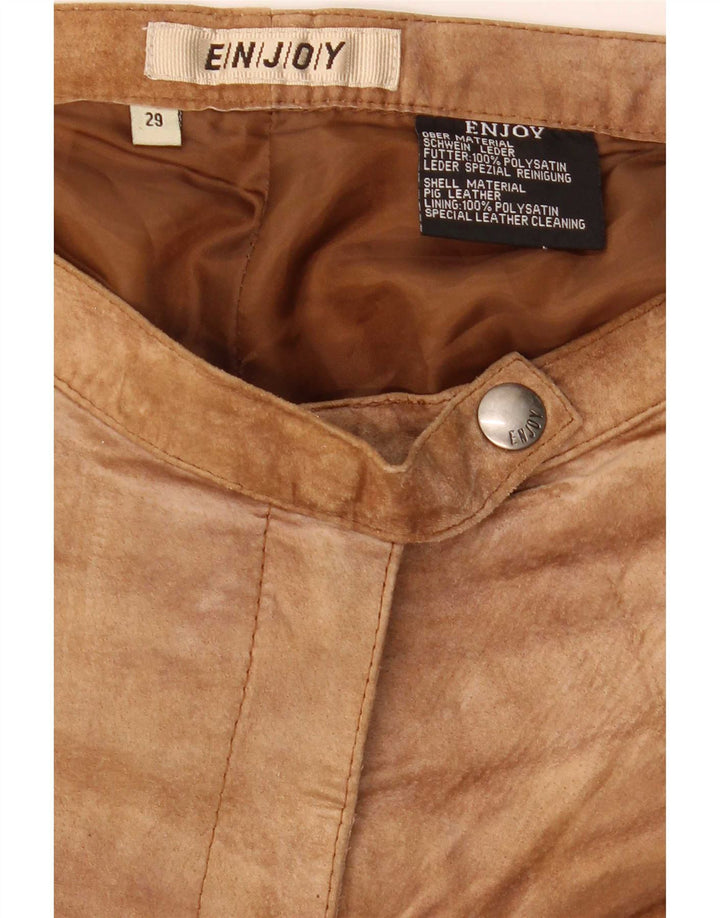 ENJOY Pantalon Bootcut Daim Femme W29 L30 Cuir Marron