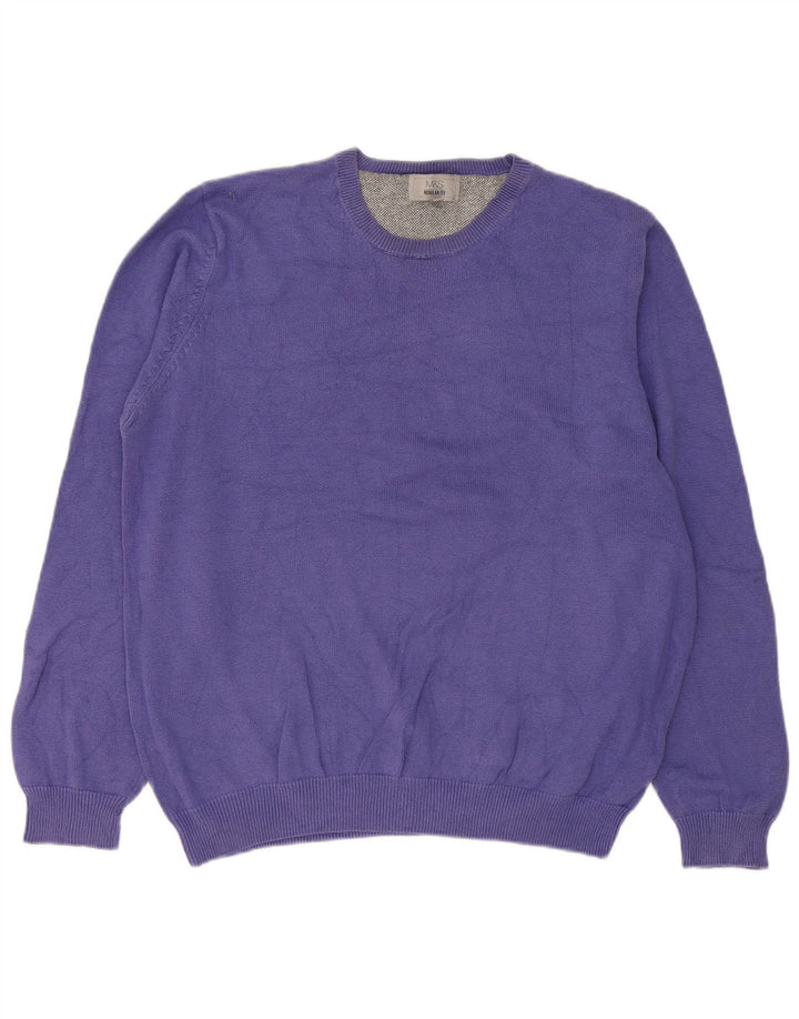 Marks & Spencer Pull à col rond coupe classique pour homme Violet Taille L