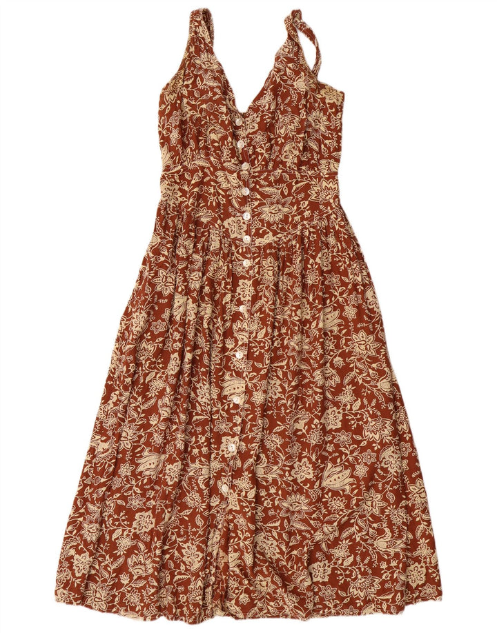 Express Robe trapèze sans manches pour femme UK 42 Viscose florale marron moyen