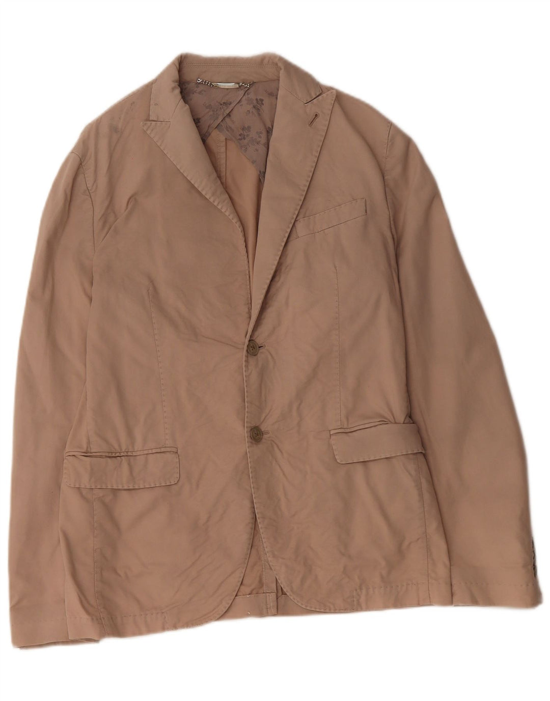 TRUSSARDI Mens 2 Button Blazer Jacket IT 48 Medium Beige Cotton