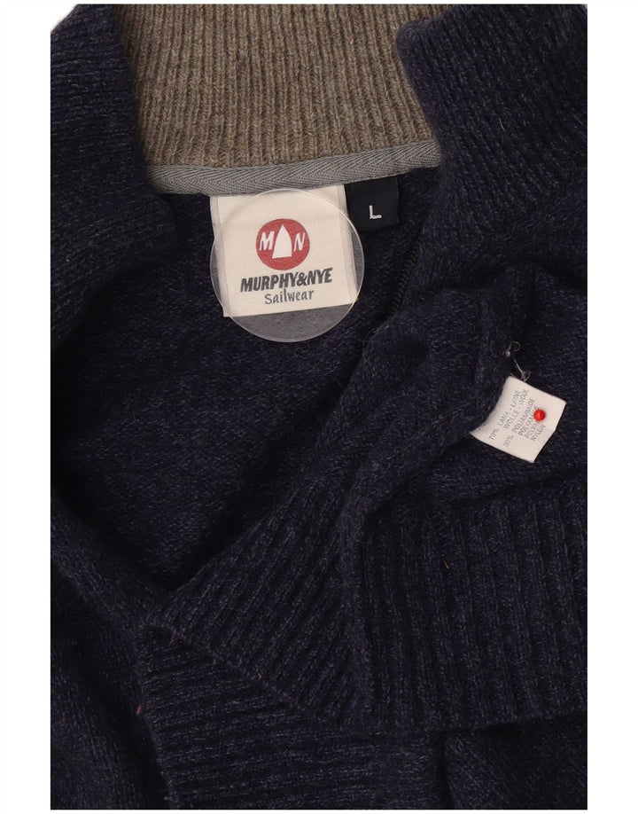 Murphy & Nye Pull à col zippé pour homme en laine bleu marine Taille L