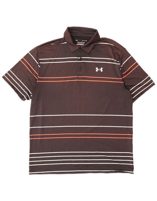 Under Armour Polo Heat Gear Homme Large Marron Rayé