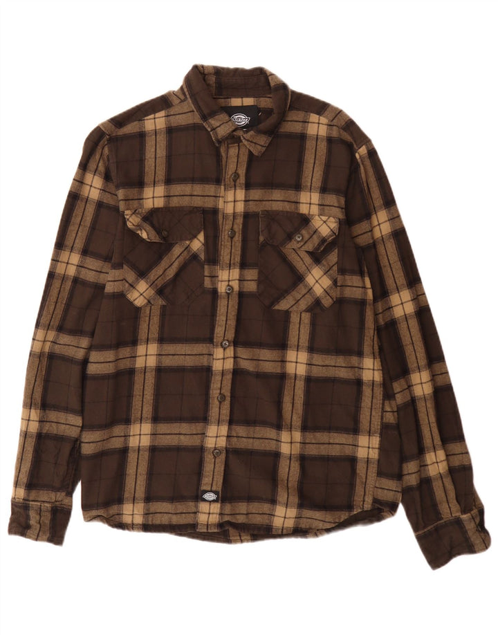 Dickies Chemise en flanelle pour homme en coton à petits carreaux marron