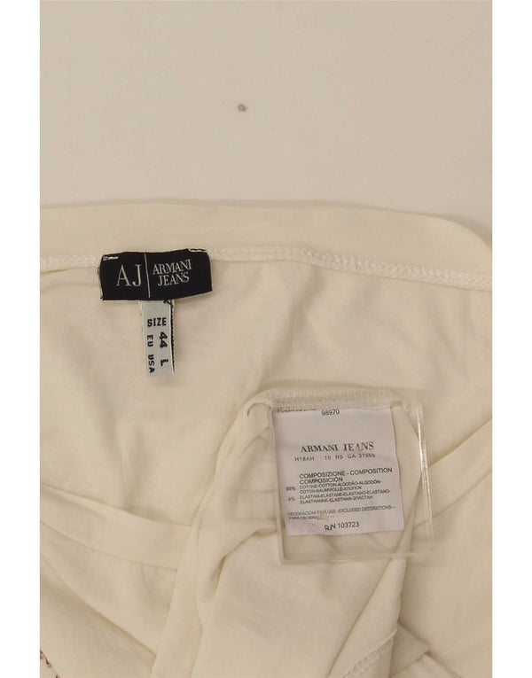 Armani Womens Graphic T-Shirt Top EU 44 XL Coton Blanc