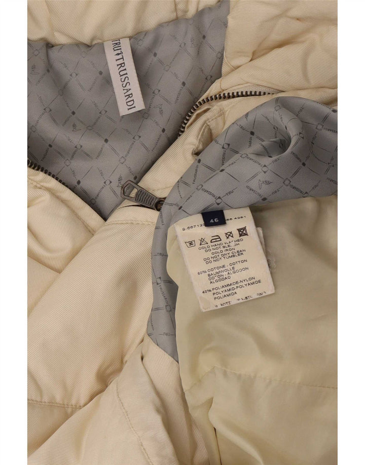 Femme Trussardi Veste Rembourrée IT 46 Large Coton Blanc Cassé