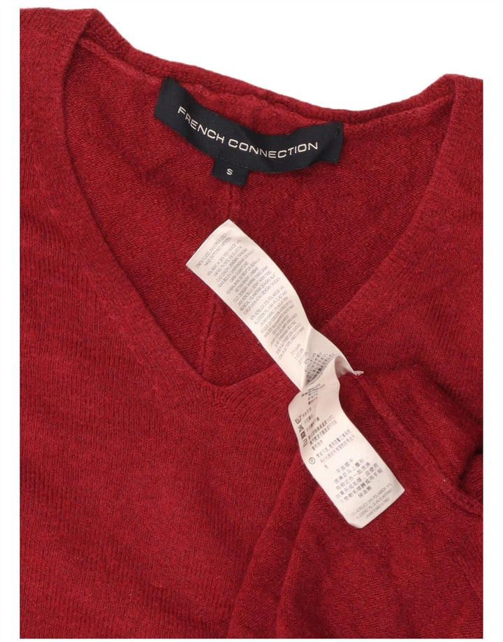 FRENCH CONNECTION Pull col en V pour femme UK 10 Petit Bordeaux
