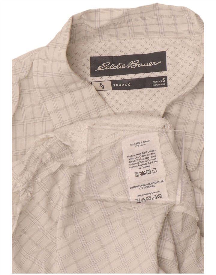 EDDIE BAUER Chemise Femme UK 10 Petit Carreau Blanc Polyester