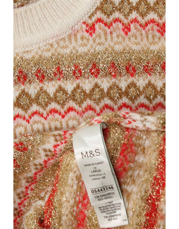 Marks & Spencer Pull ras du cou pour femme UK 16 Large Multicolore