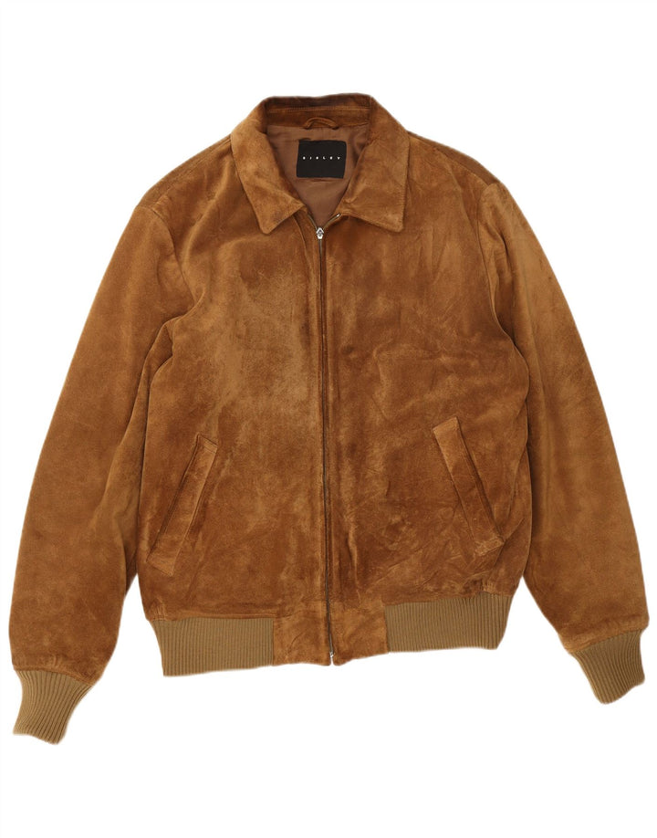 Sisley Veste bomber en daim pour homme UK 36 Small Marron