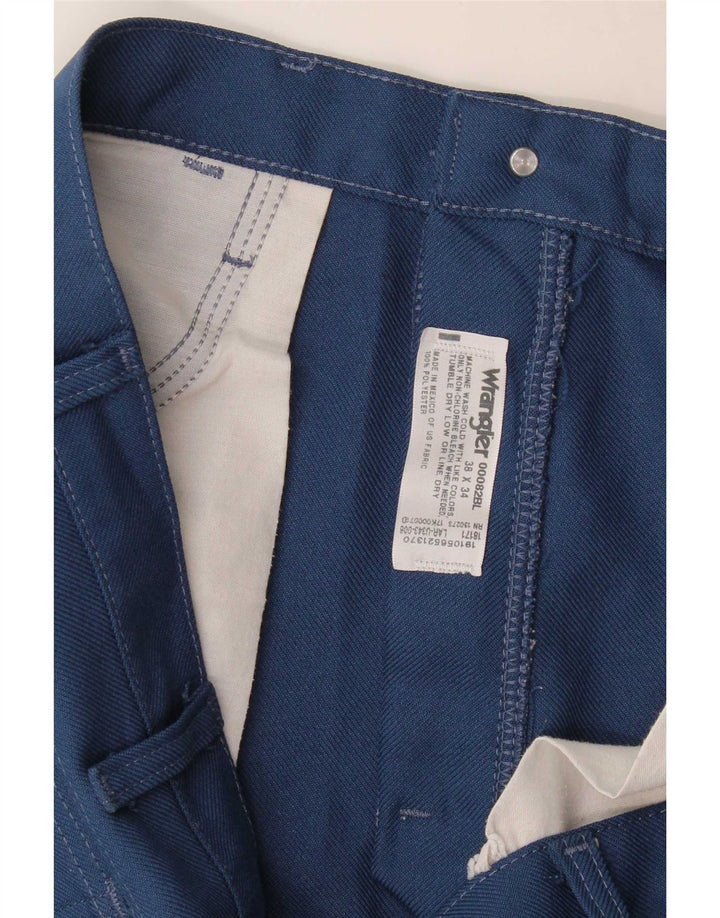 Wrangler Pantalon décontracté droit pour homme W38 L34 Bleu Polyester