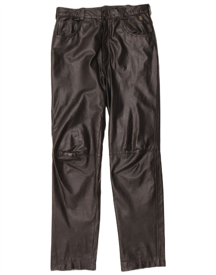 Pantalon droit en cuir Vintage pour hommes W31 L30 noir