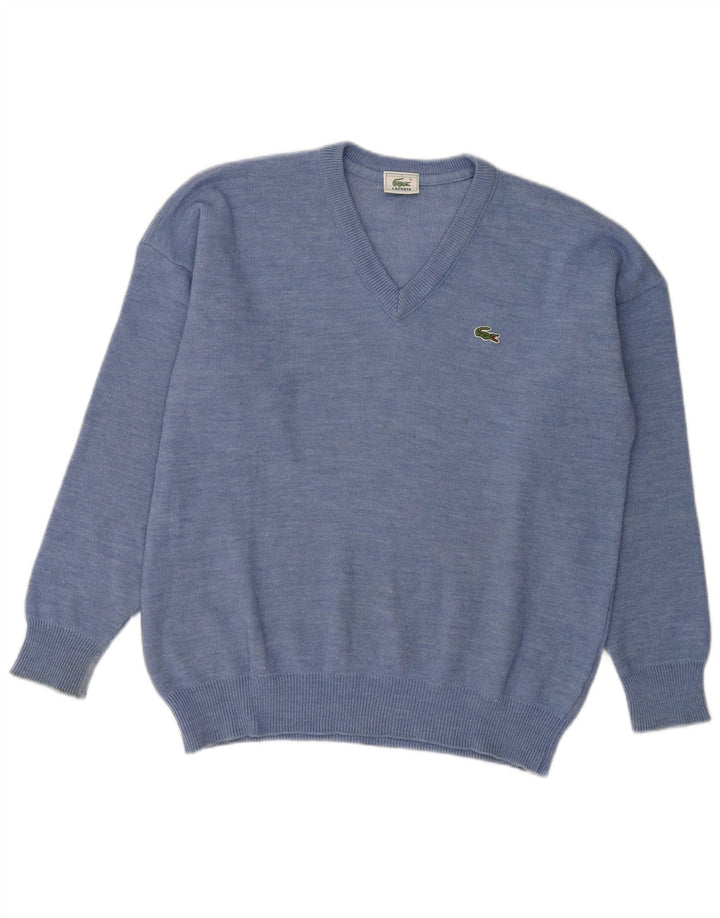 Lacoste Pull col V pour homme Taille 5 Grande laine bleue