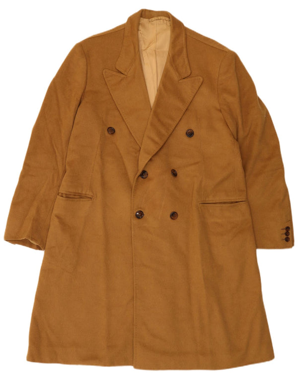 vintage Mens Double Breasted Coat UK 36 Petit Beige