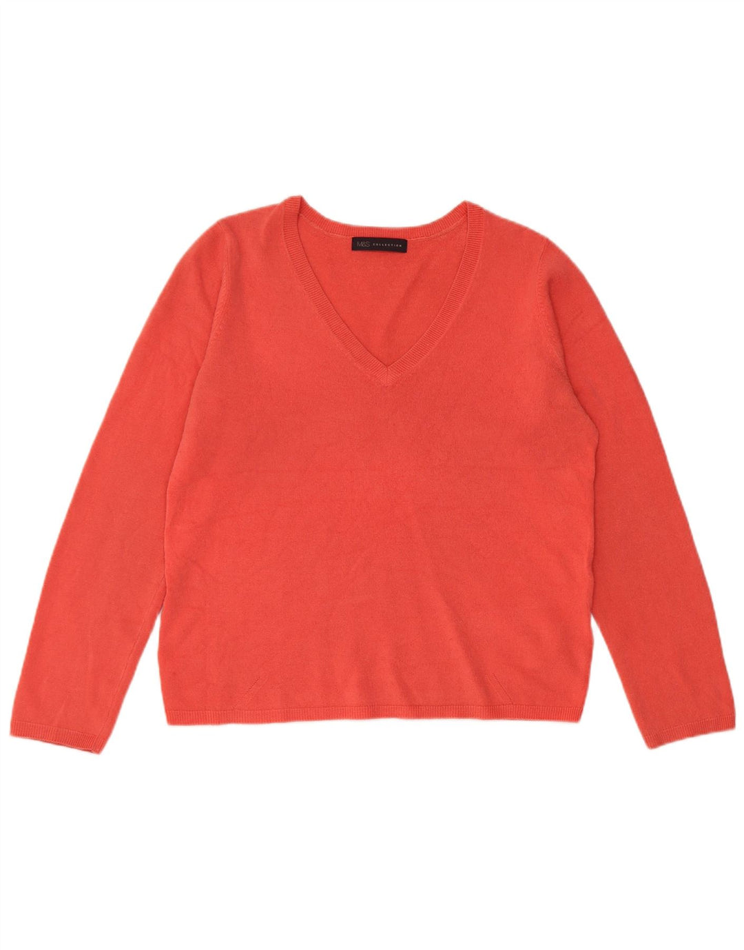 Marks & Spencer Pull col en V pour femme UK 12 Acrylique rouge moyen