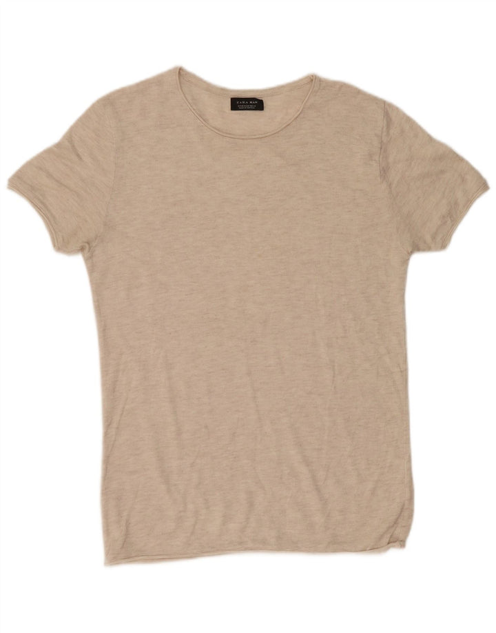 Zara Homme T-Shirt Top Beige Moyen Moucheté