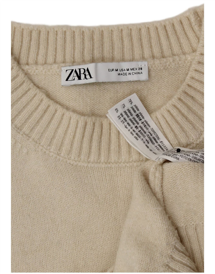 Zara Womens Crop Vest Débardeur UK 14 Moyen Blanc Cassé Polyester