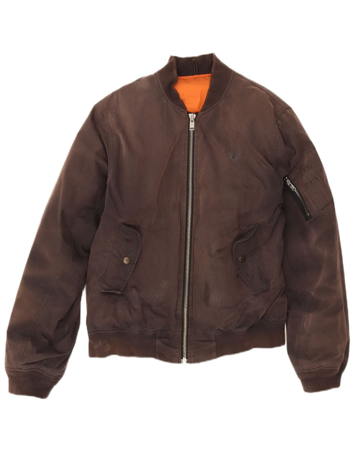 Fred Perry Veste Bomber Homme UK 36 Petit Coton Marron