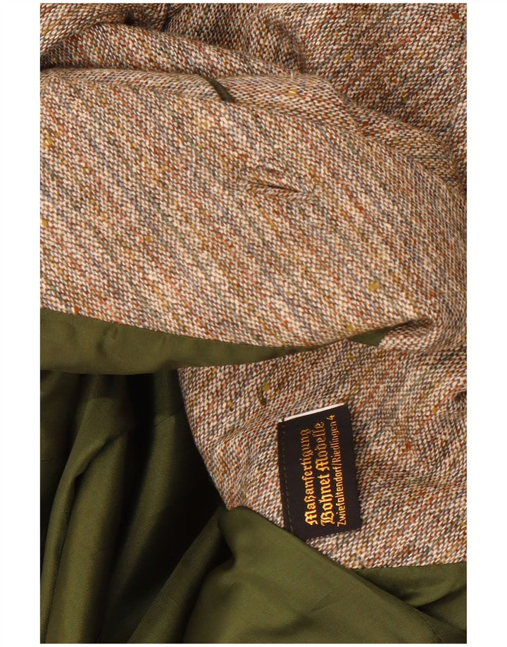 vintage Femme 3 Bouton Blazer Veste UK 14 Laine Rayée Gris Moyen