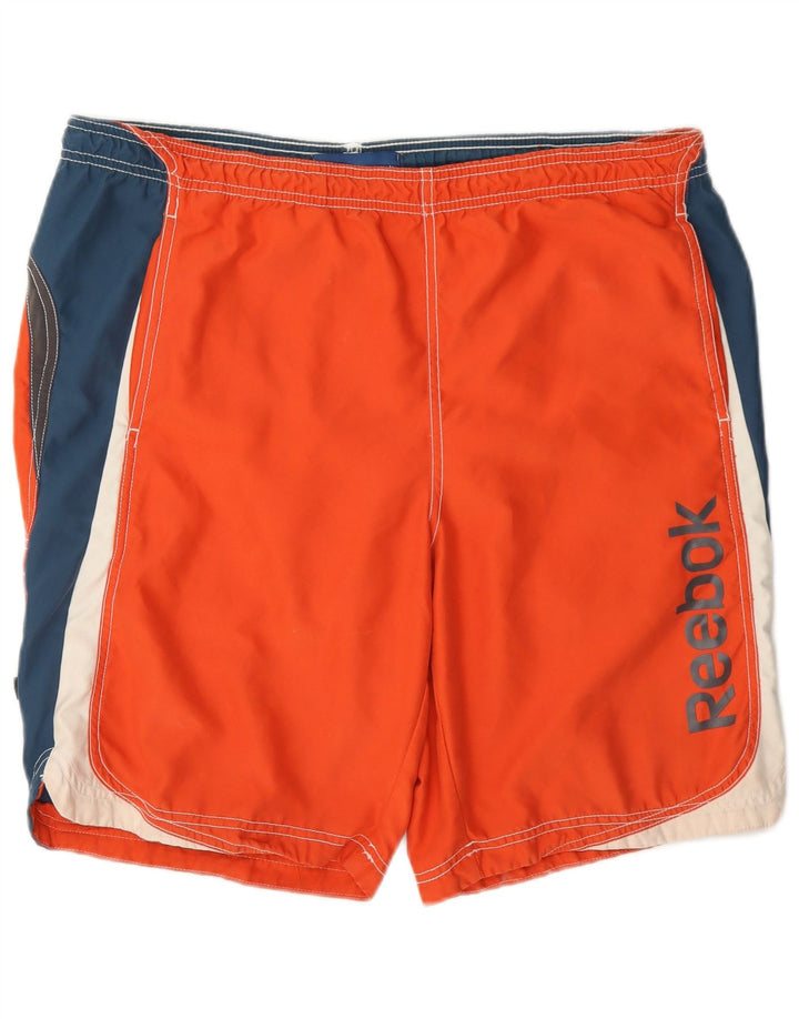 Reebok Short de Bain Graphic Homme Orange Moyen Colorblock Polyester