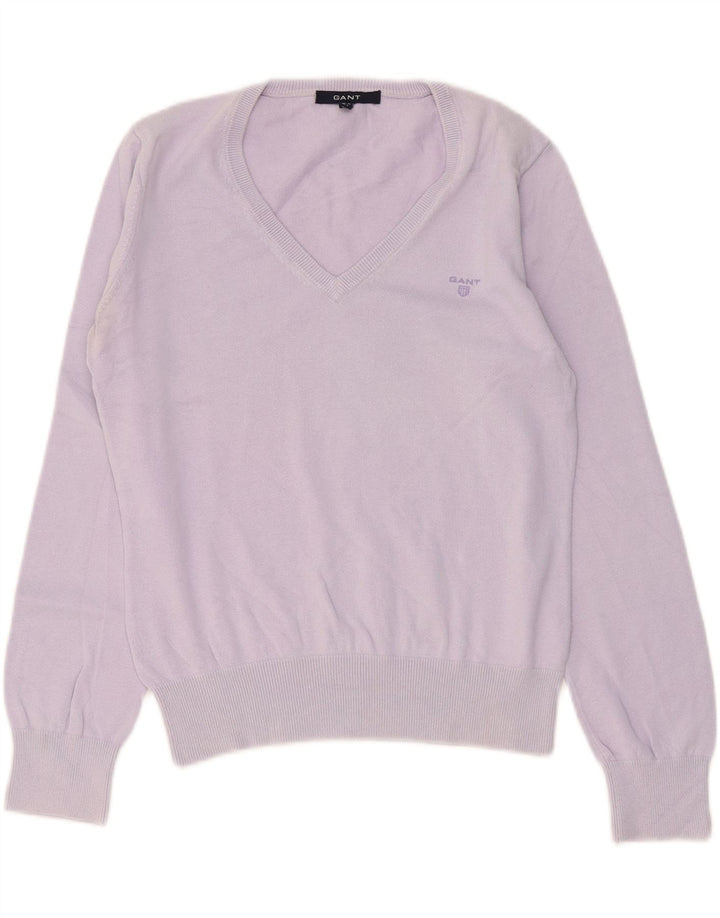 GANT Pull col en V pour femme UK 14 Large Violet Coton
