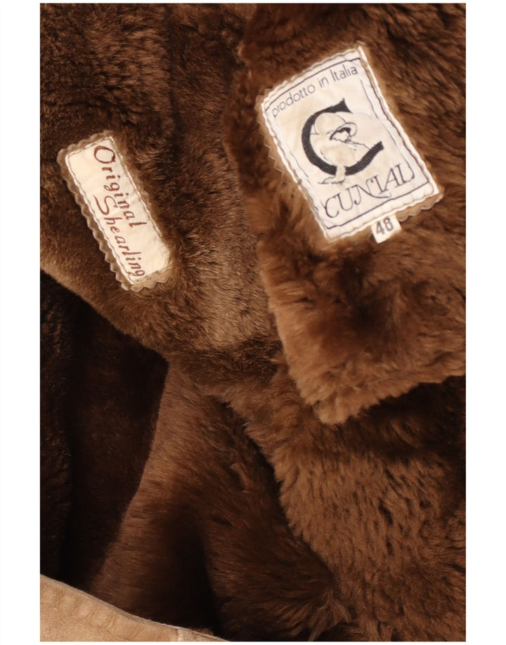 veste en peau de mouton vintage pour homme IT 48 Cuir marron moyen