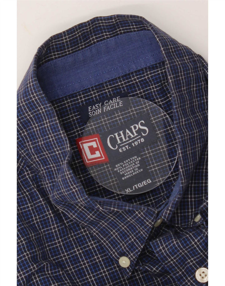 Chaps Chemise Homme Easy Care XL Bleu Marine à Carreaux Coton