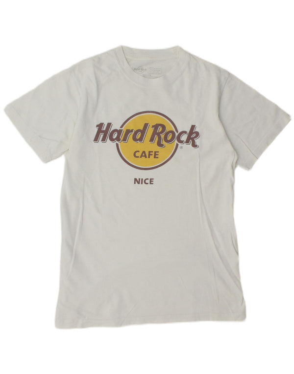 Hard Rock Cafe Hommes Joli T-Shirt Graphique Haut Petit Coton Blanc