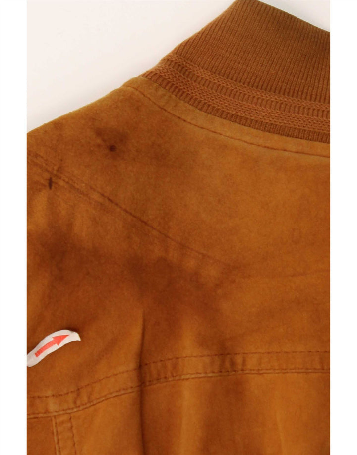 veste bomber en daim femme vintage UK 18 XL Marron