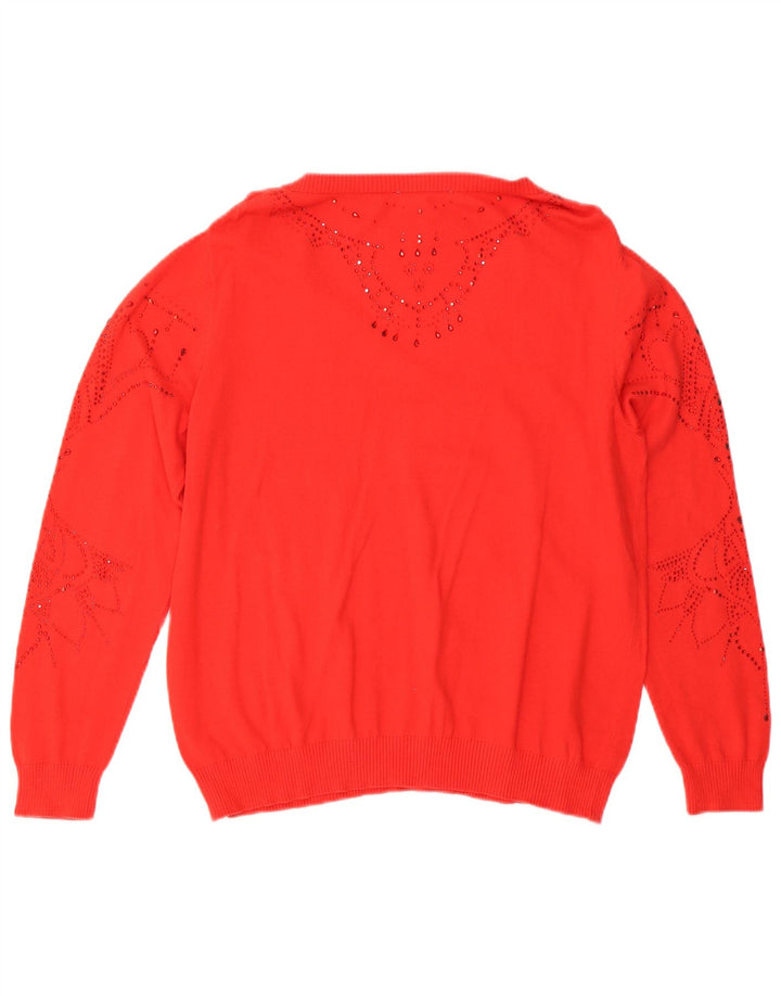Desigual Pull surdimensionné à col en V pour femme UK 10 Petit Rouge