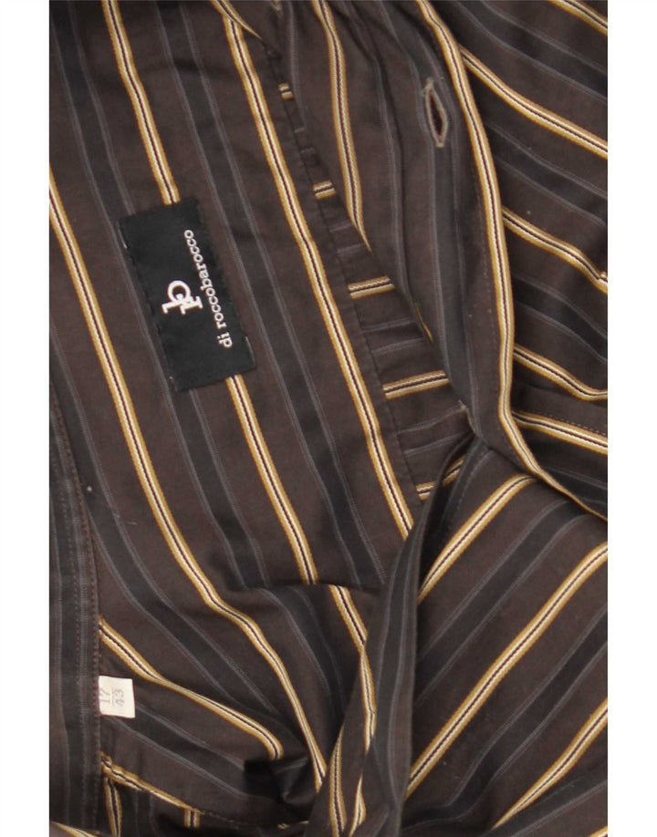 Roccobarocco Chemise Homme Taille 43 17 XL Marron Rayé