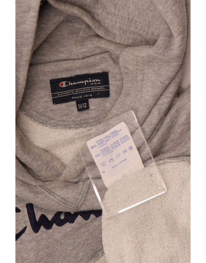 CHAMPION Pull à capuche graphique pour garçon 11-12 ans Gris Coton