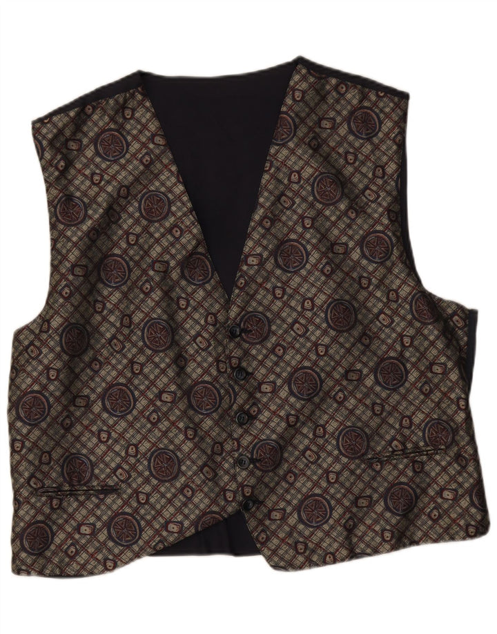Gilet vintage à motif abstrait pour homme, grand gris rétro