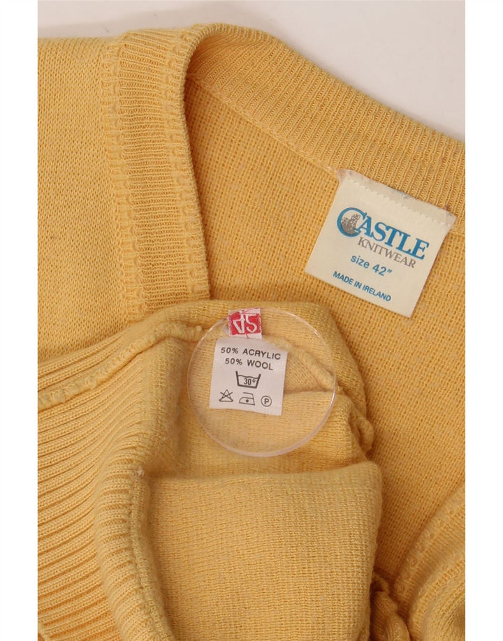 CASTLE Pull Cardigan Femme EU 42 Grand Acrylique Jaune