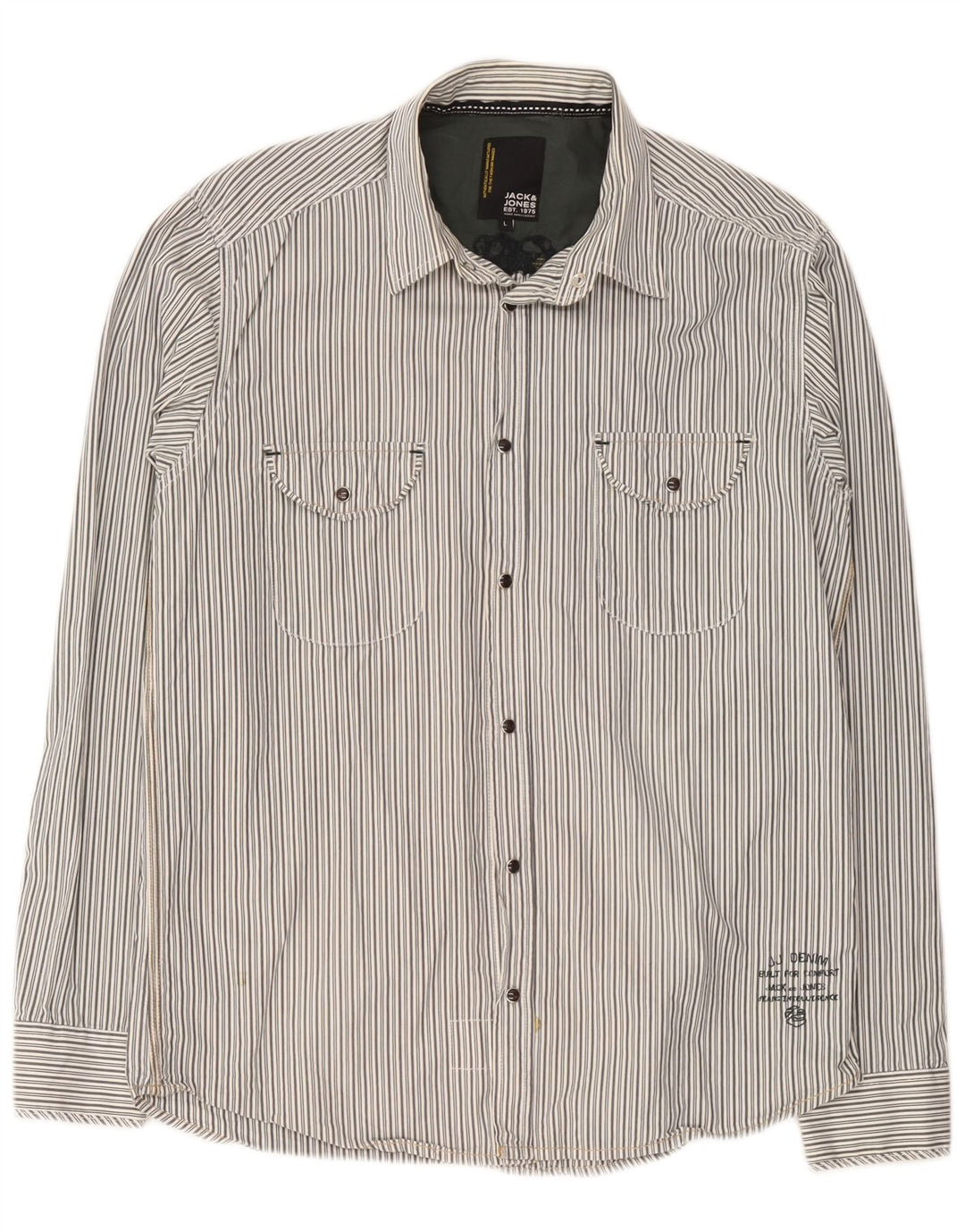 Jack & Jones Chemise Graphique Large Gris Rayé Coton