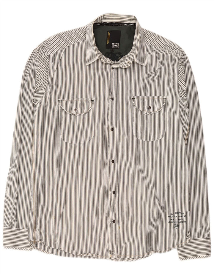 Jack & Jones Chemise Graphique Large Gris Rayé Coton