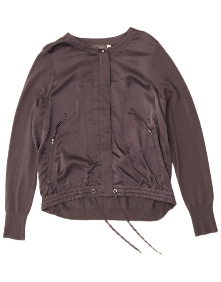 MINT VELVET Veste de survêtement pour femme UK 12 Soie gris moyen