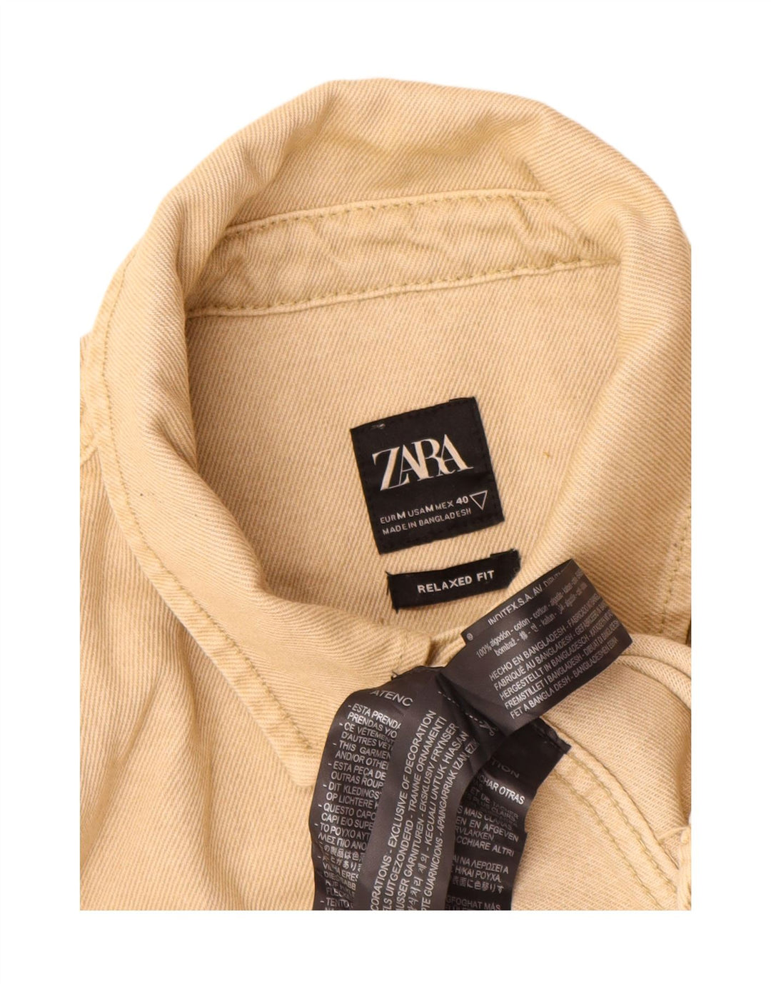 Chemise en jean coupe décontractée en coton beige moyen Zara Homme