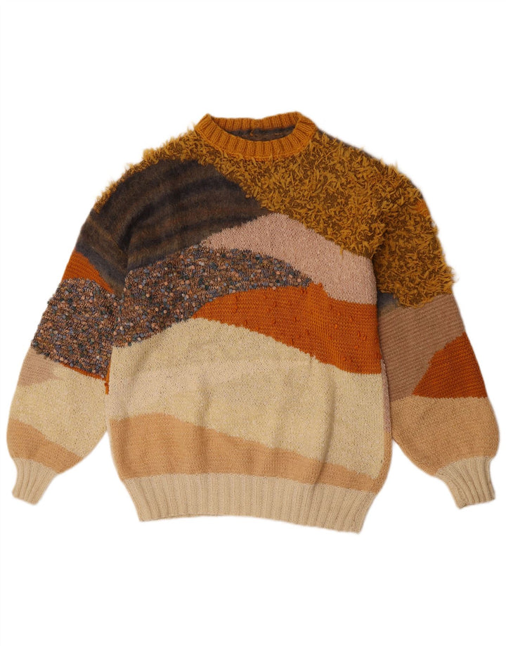 vintage Womens Crew Neck Jumper Sweater UK 16 Grand Multicolore