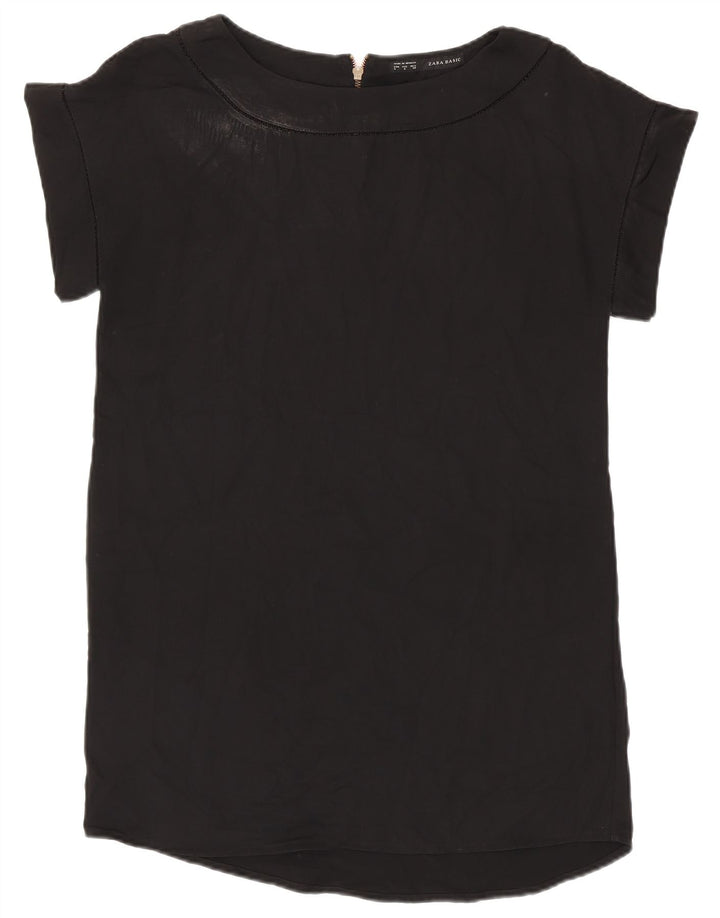 ZARA Femme Chemisier Top UK 16 Large Noir