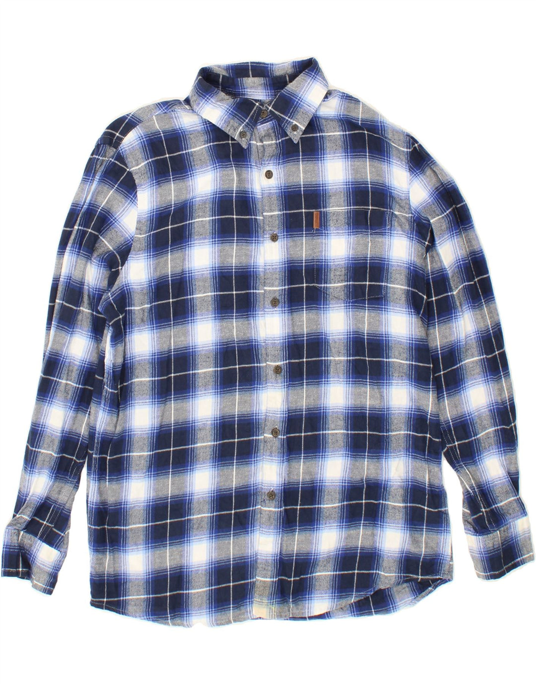 CHAPS Mens Flannel Shirt Medium Navy Blue Check Cotton Vintage Chaps and Second-Hand Chaps from Messina Hembry 