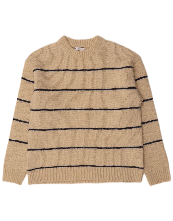 Zara Pull ras du cou pour garçon 13-14 ans Beige Rayé Polyester