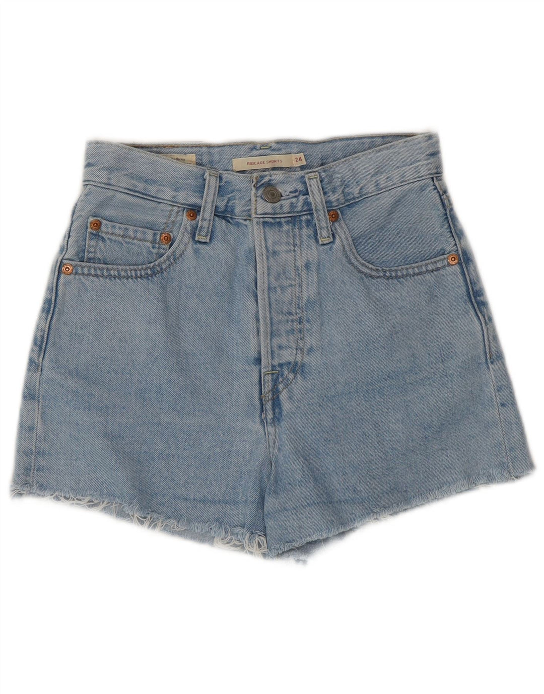 LEVI'S Short en jean taille haute Ribcage femme W24 XS bleu coton
