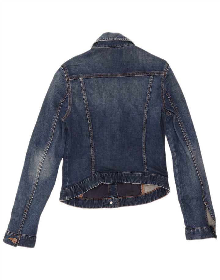 Zara Womens Crop Denim Jacket UK 10 Petit Bleu Coton