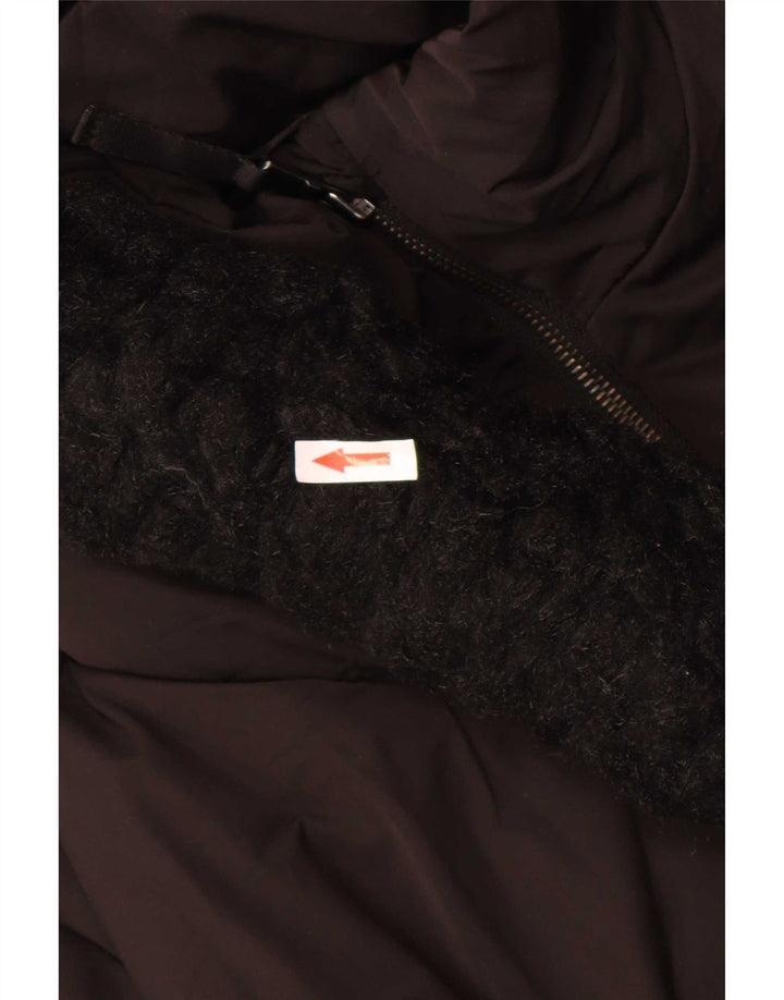 Zara Manteau rembourré à capuche pour femme UK 10 Small Noir Polyester