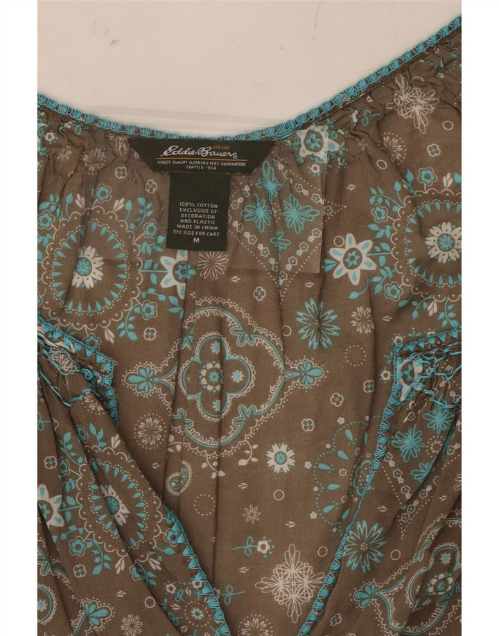 EDDIE BAUER Womens Blouse Top UK 12 Medium Grey Floral Cotton Vintage Eddie Bauer and Second-Hand Eddie Bauer from Messina Hembry 
